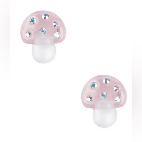 BETSEY JOHNSON Hop To It Easter Spring 2025 Soft Pink Mushroom Earrings NEW NWT - Picture 6 of 7